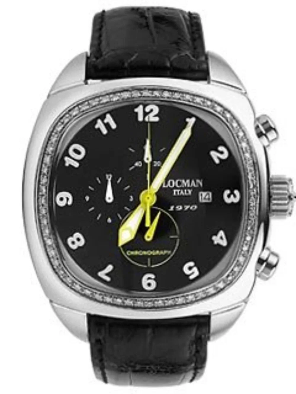 VINTAGE LOCMAN 1970 DIAMOND BEZEL BLACK CHRONOGRAPH WATCH - Picture 13 of 16